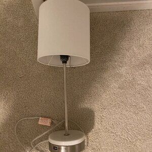 Silver Lamp with White Shade